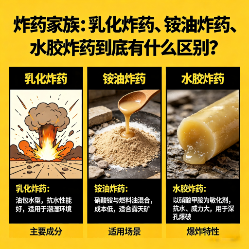 乌兰浩特炸药家族：乳化炸药、铵油炸药、水胶炸药到底有什么区别？